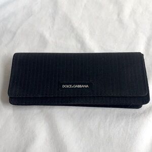 Dolce & Gabbana Soft Pinstripe Fabric Covered Front Flap Glasses Case - 6.5”x3”